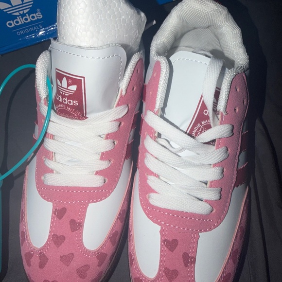 adidas Shoes - Sambas Pink and White Heart Pattern Sneakers (limited edition)